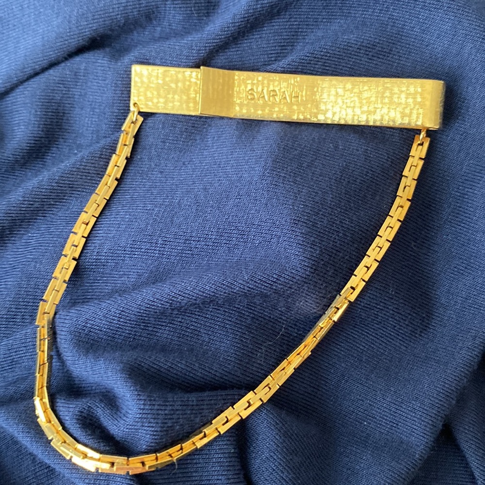 Golden tone Tie Clip with Chain - Picture 3 of 4